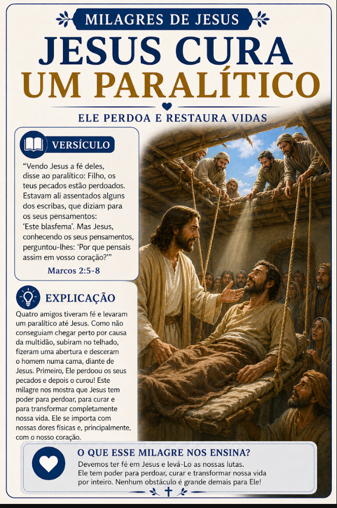 Card Milagres de Jesus — Jesus cura um paralítico
