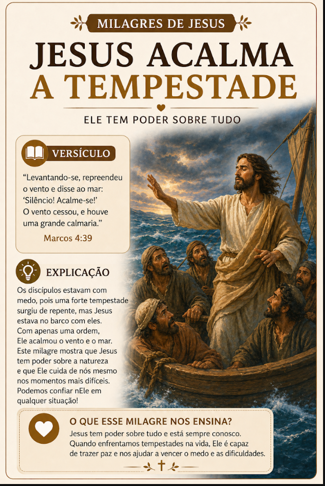 Card Milagres de Jesus — Jesus acalma a tempestade